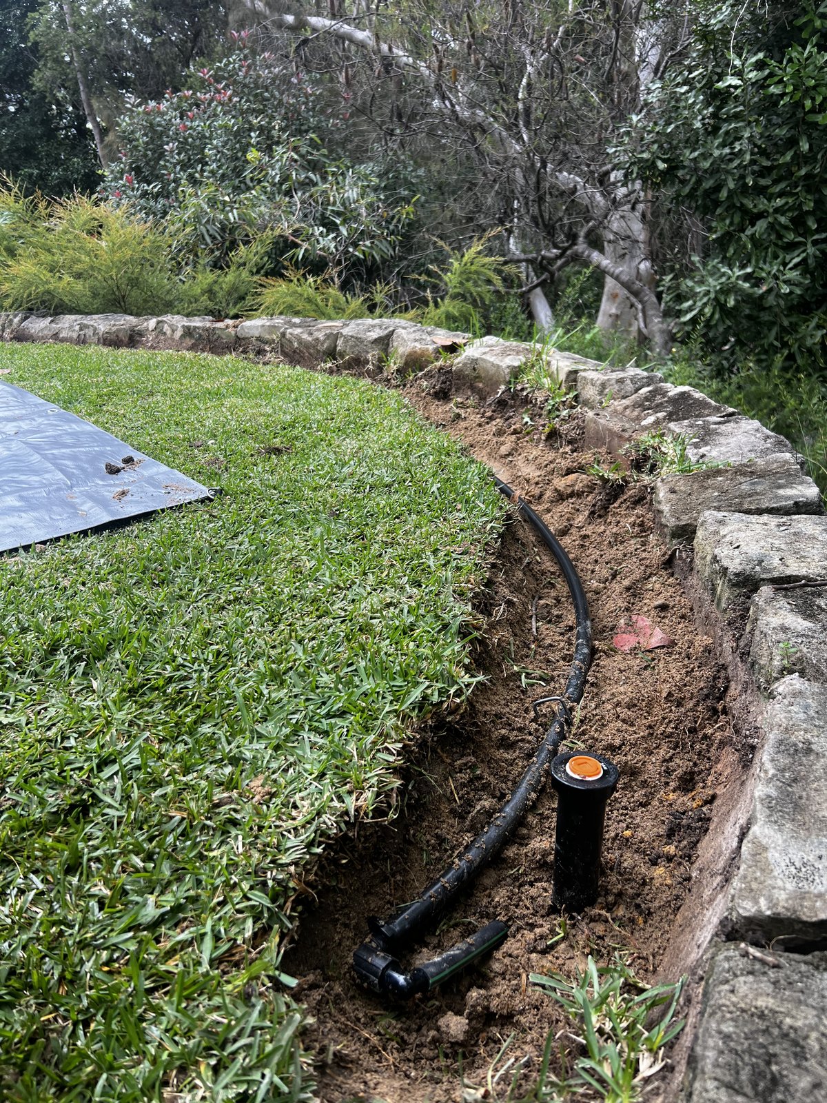 On-site irrigation installation in progress